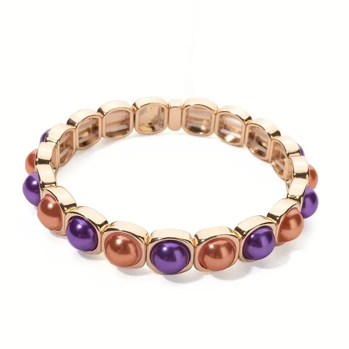 Bracelet de document en or pour femme perles colorées incrustées bracelets élastiques perlés accessoire à main nouveau 2024 occasions spéciales mode unique