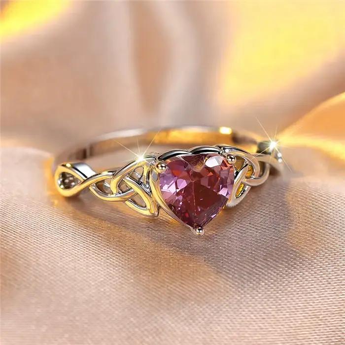 Bague de fiançailles en forme de cœur en pierre de Zircon bleu pour femme, bijoux de mariage couleur