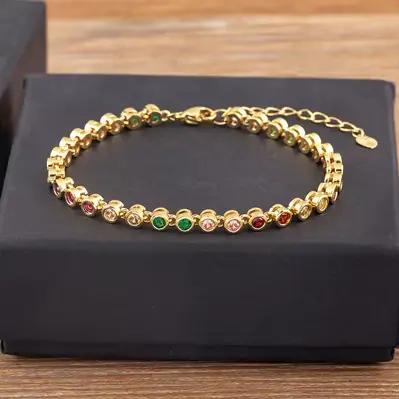 Nidin – Bracelet en cristal brillant pour femmes, 6 couleurs, strass, Zircon, réglable, bijoux exqui