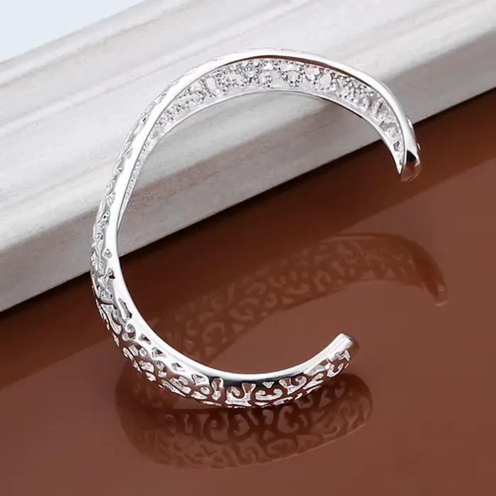 Bracelet ouvert en argent Sterling 925 pour femmes et filles
