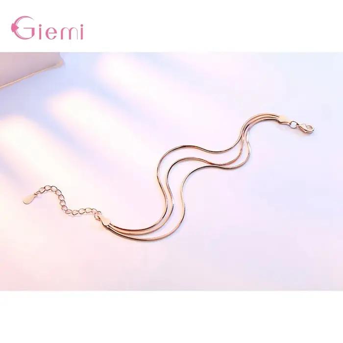 Bracelet Giemi en Argent Sterling 925 avec Zircone Cubique Doré et Rose Occasions Spéciales Mode Femme
