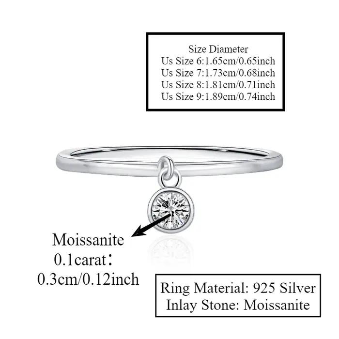 Un moissanite ronde en argent 925 de 0