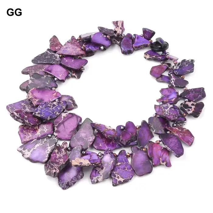 Bijoux G-G 22 en effet 2 rangées collier en cristal Jaspers impériaux de sédiments de mer pourpre naturel pour les femmes