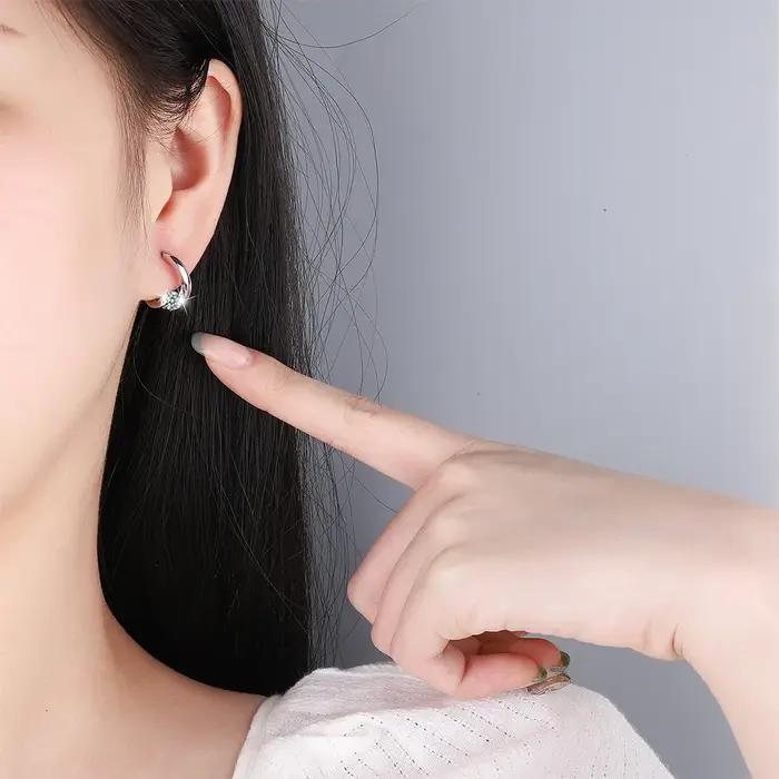 Boucles d'oreilles simples en argent Sterling 925 et cristaux dorés pour femmes
