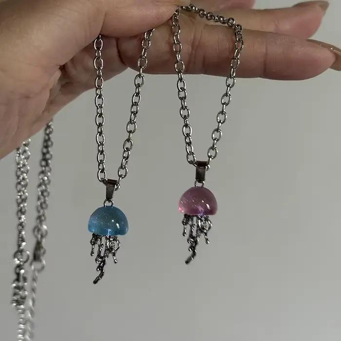 Mode argent couleur étoile de mer méduse goutte collier pour femmes Vintage Couple élégant longs glands breloques collier bijoux