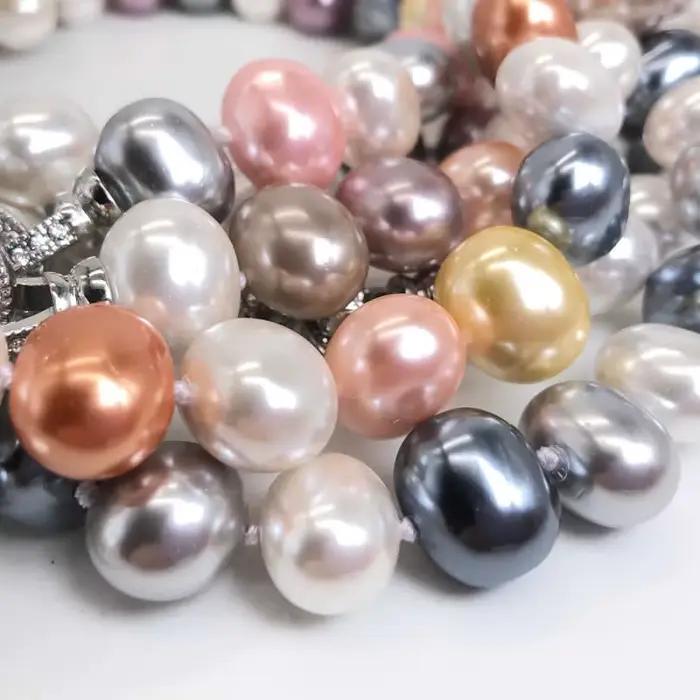 Collier de perles de culture d'eau douce en coquille, style romantique avec pendentif géométrique, bijou de soirée pour femme, cadeau pour occasions spéciales