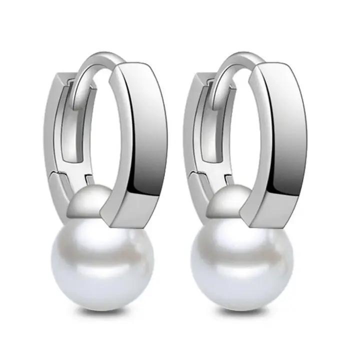 Nouvelle marque de mode 925 en argent Sterling vraie perle boucles d'oreilles de luxe pour les femmes brincos aretes créole S-E171