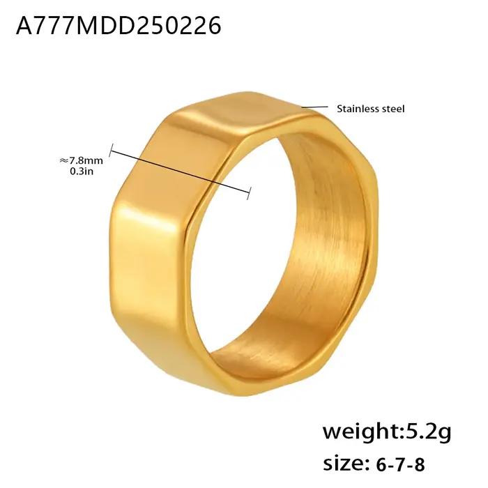 Bague simple et brillante en acier inoxydable plaqué or