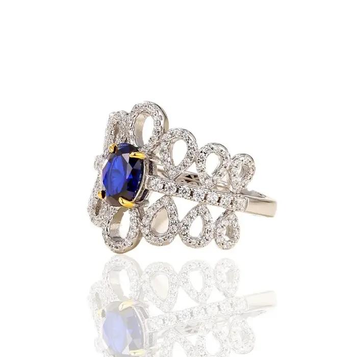 Charmant luxe créé saphir bague 925 en argent Sterling rubis creux anneau pour les femmes de mariage Fine mode bijoux cadeaux nouveau 2025