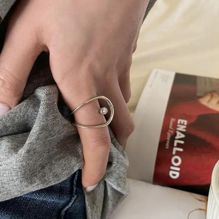 Bague de fiançailles en argent regardé 925 pour femmes et couples