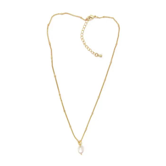 KKBEAD collier pendentif perle naturelle 18 K étanche plaqué or chaîne colliers ras du cou pour femmes cadeau bijoux