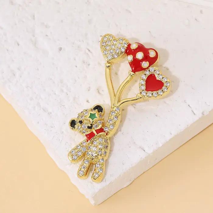 Breloques Vintage en Forme de Cœur Plaqué Or 18k, Panthère, Ours, Dinosaure, Mauvais Œil, Attention, Isman, Bonne Chance, Bijoux Faits à la Main