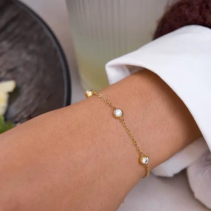Ensemble deux bracelets de manchette en acier inoxydable 304 plaqué or jaune clair pour femme