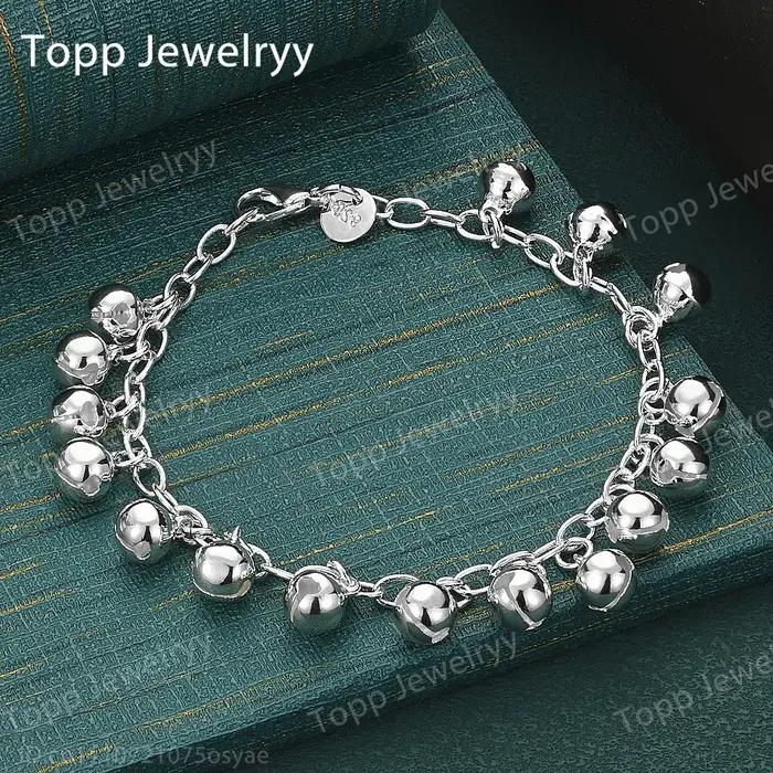 Bracelet cloche brillant en argent sterling 925, élégant, pour femmes, idéal pour les fêtes, les mariages, bijoux de mode