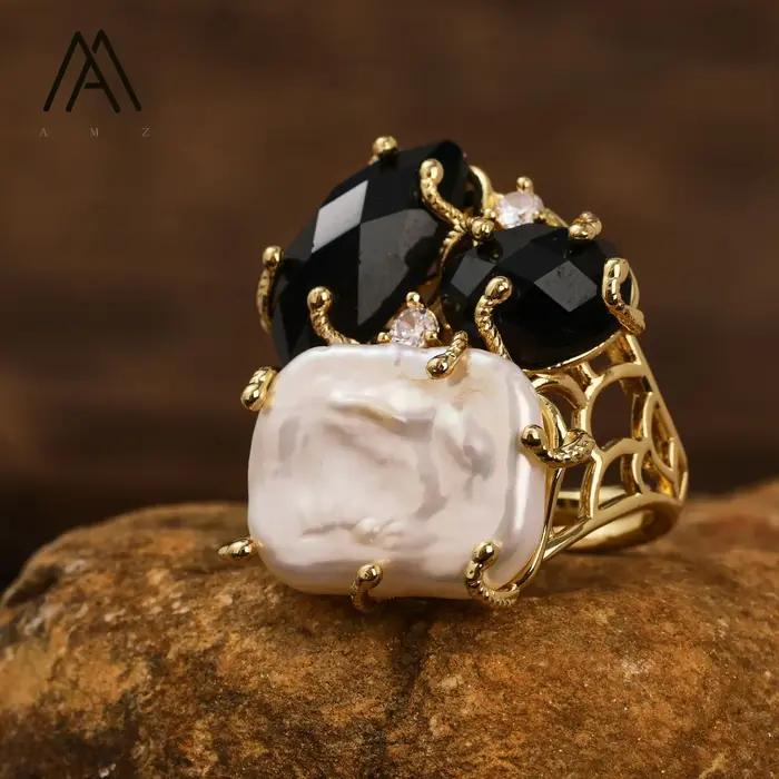 Bagues en cristal plaqué or avec diamant taille marquise
