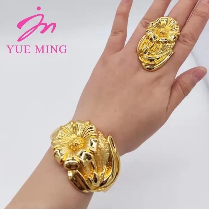 Bracelet manchette fleur en or 18 carats pour femme bracelet en cuivre bijoux de luxe marocain franç