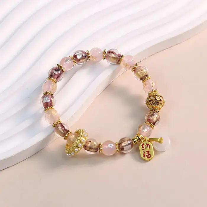 Bracelet porte-bonheur béni, temple de luxe léger, bijoux culturels et créatifs, encens, glaçage de cendres, chaîne à main, cadeau pour filles