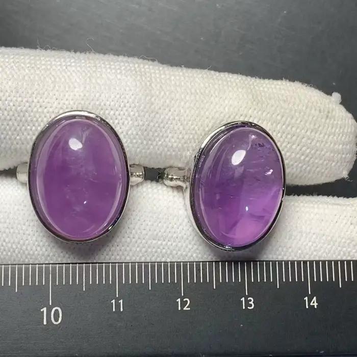 Bague améthyste naturelle en pierre précieuse réglable avec placage d'argent et finition or jaune clair pour femme élégante