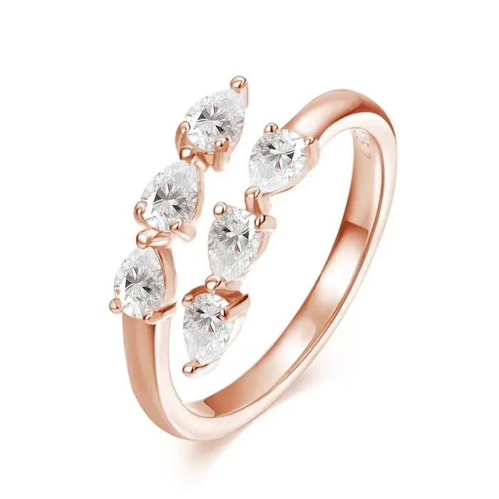 Smyoue – bague Moissanite certifiée goutte d'eau pour femmes