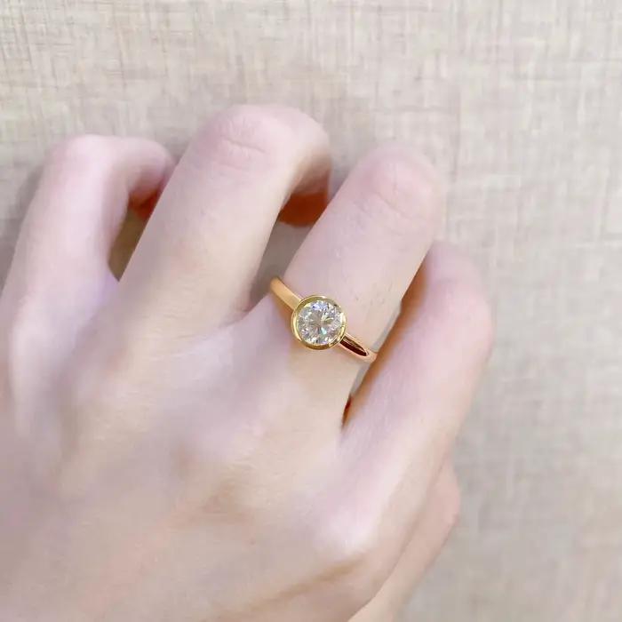Bague en diamant véritable or 14 carats pour femmes