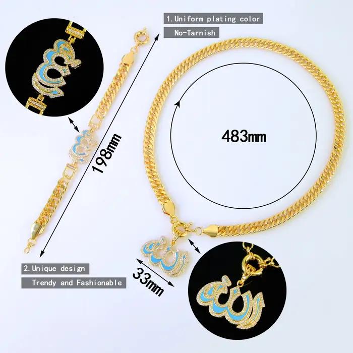 Bracelet Italien et Collier Cubain Plaqués en Or 24 Carats pour Femme Occasions Spéciales Bijoux de Fête Punk de Luxe