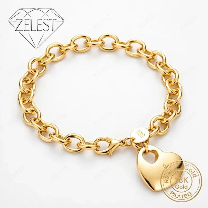 Bracelet en argent sterling 925 plaqué or 18 carats de 8 pouces