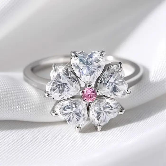 Smyoue 14K plaqué 6 pierres précieuses Moissanite anneaux pour femmes de luxe laboratoire de mariage diamant pur 925 argent bande bijoux fins femme bague GRA