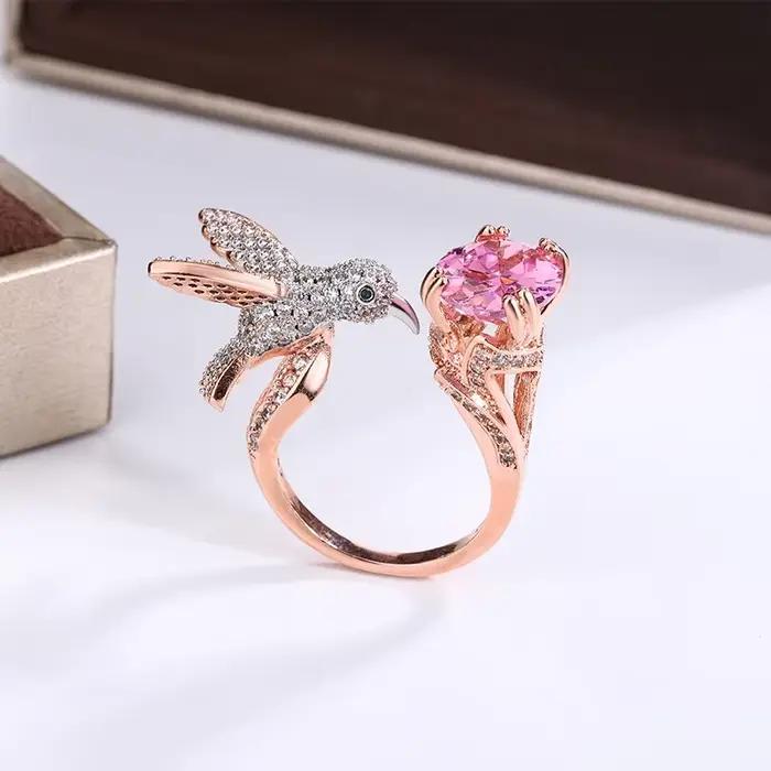 Bague créative en pierres précieuses colorées pour femmes