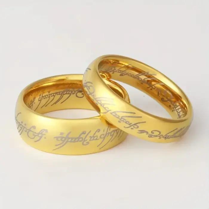 Bagues de mariage en acier inoxydable pour Couples, gravure Laser exquise, bijoux de film à la mode pour hommes et femmes, cadeaux, vente en gros