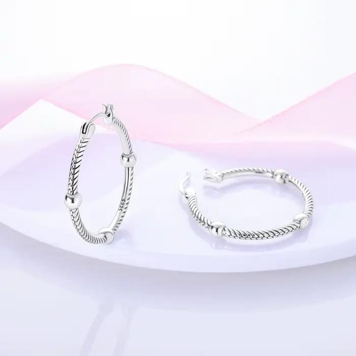Boucles d'oreilles en argent Sterling 925 à trois boules en os de serpent pour femmes, cerceau pour anniversaire, bijoux cadeaux de mariage