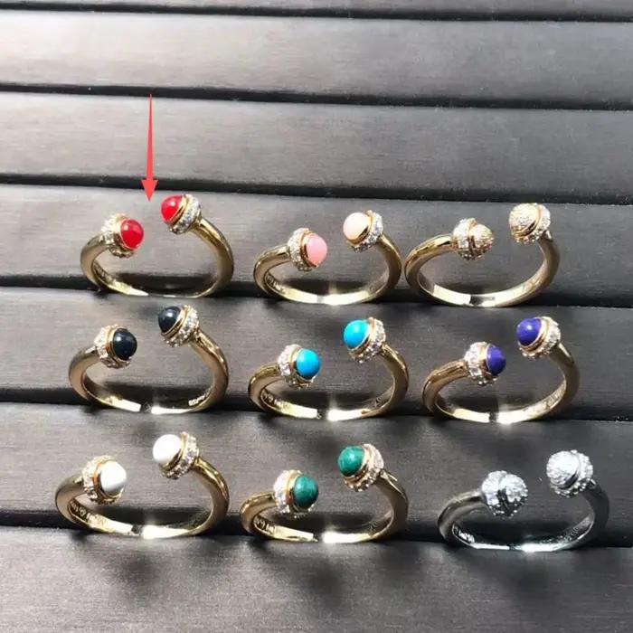 Bague rotative en argent 925 plaqué or avec agate naturelle