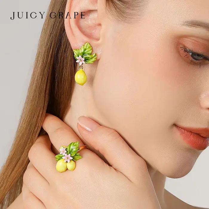 Bague ajustable plaquée or motif raisin juteux pour adolescentes