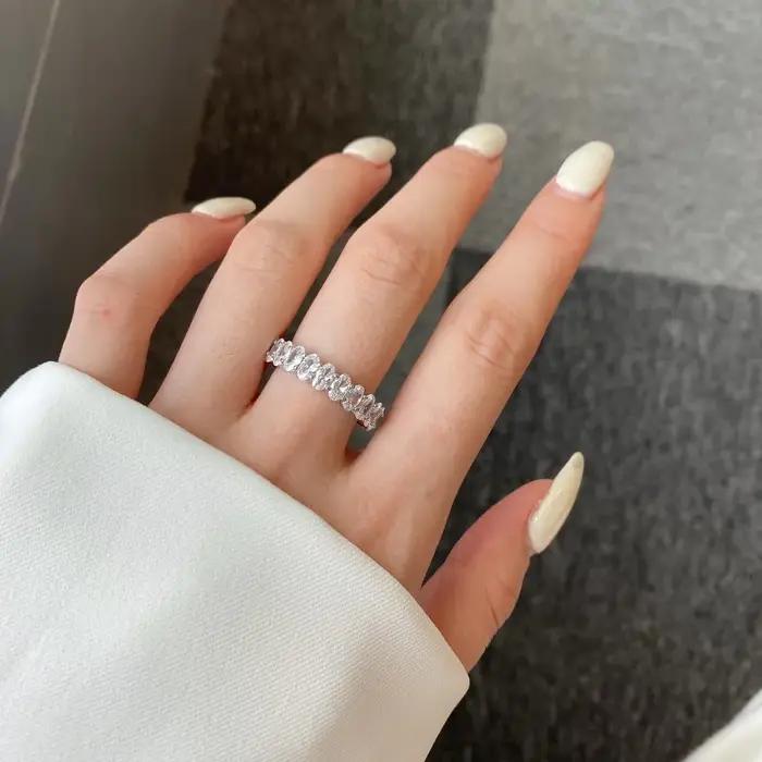 WUIHA 925 argent Sterling 3*5 MM coupe ovale laboratoire saphir diamants à haute teneur en carbone pierres précieuses alliance bague de fiançailles bijoux fins