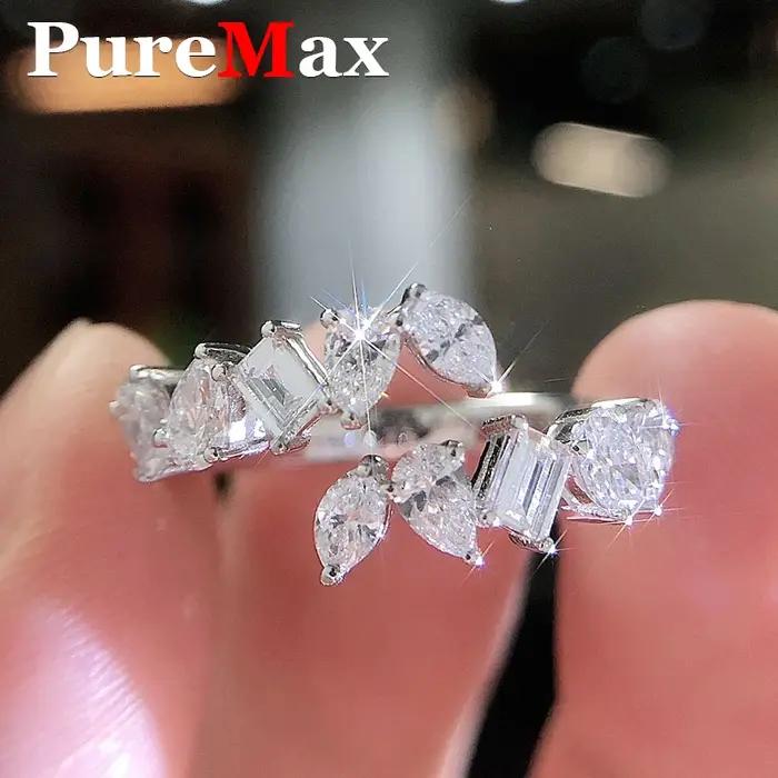 Bague de luxe plaquée poire émeraude Moissanite 18 carats pour femme