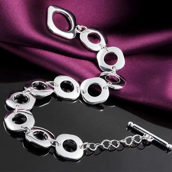 Bracelet carré fin en argent regardé 925 pour femme, 8 amarans, mode couple, fête, bijoux de mariage, cadeau, vente en gros, nouveau