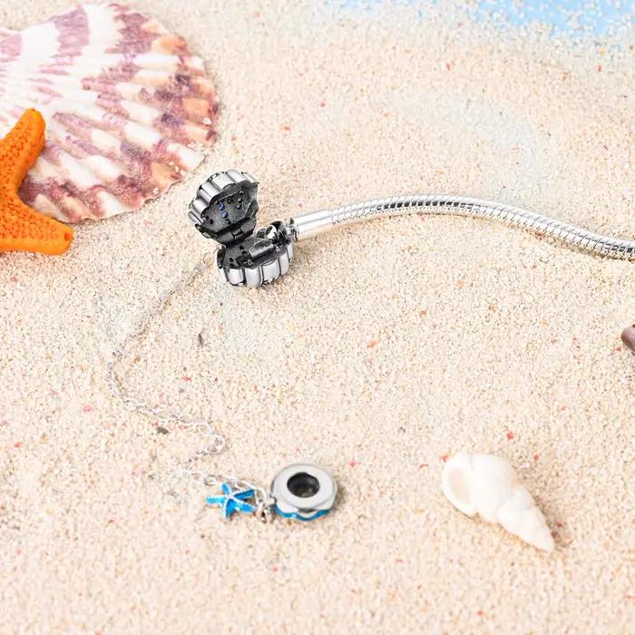 Bracelet en argent 925 pour femme, série Ocean, coquille, étoile de mer, tortue de mer, convient au bracelet original, breloques, perles, bricolage, cadeau exécutif