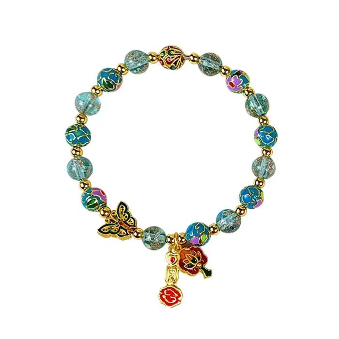 Bracelet Cloisonné Léger de Luxe pour Femmes Émail Cloisonné Style Religieux Occasions Spéciales