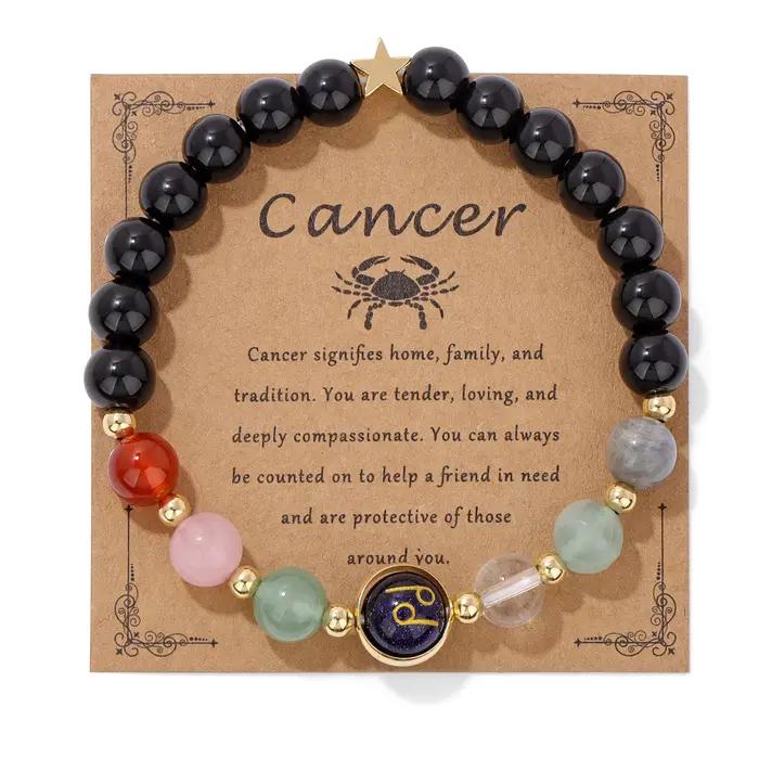 12 signes du zodiaque Bracelet hommes Gemini scorpion sagittaire obsidienne oeil de tigre pierre perles Bracelets pour femme Constellation bijoux