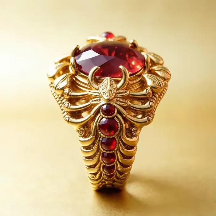 Bague vintage de luxe pour homme, grande bague carrée en zircon rouge rubis, motif couronne, alliage