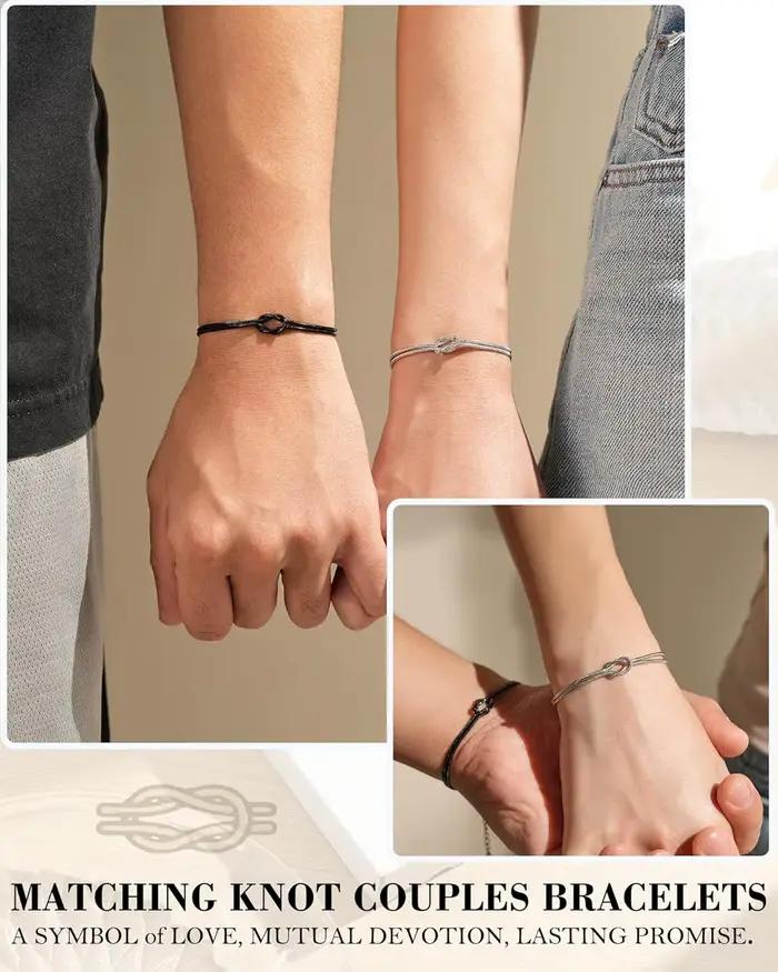 Bracelets de couple assortis, relation de nœud d'amour, cadeaux de noël, d'anniversaire, de couple, pour lui, son petit ami, petite amie