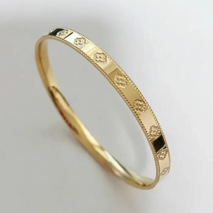 Bracelets en titane pour femmes, couleur or, bracelet à fleurs de 6 mm, 60/62 mm, sans ternissement,