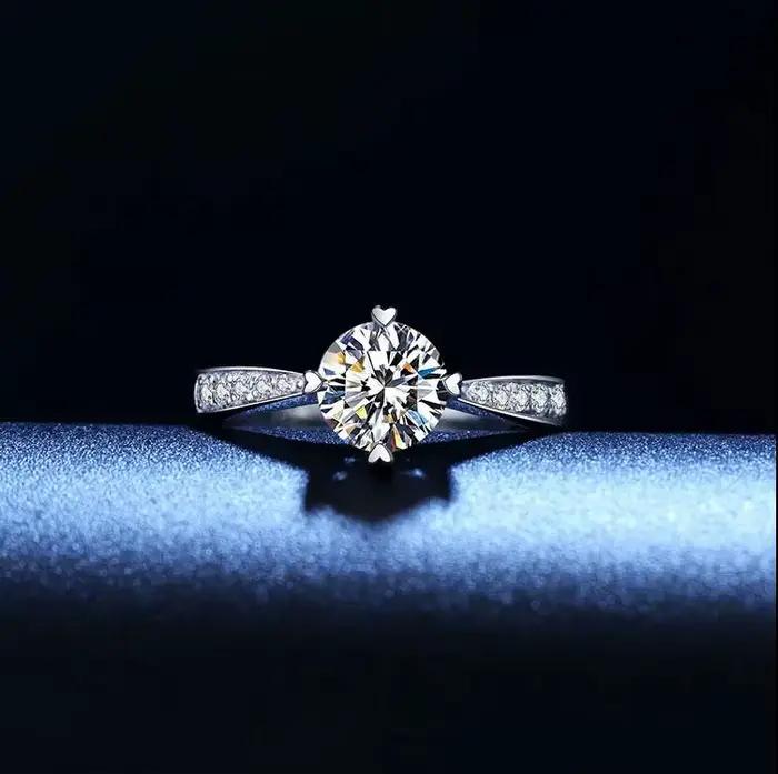Bague en cristal de mode en argent 925 pour femme, magnifique bague en moissanite, bijoux nobles pour fête de mariage