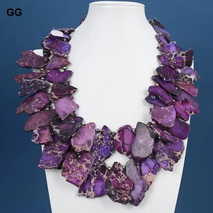 Bijoux G-G 22 en effet 2 rangées collier en cristal Jaspers impériaux de sédiments de mer pourpre na