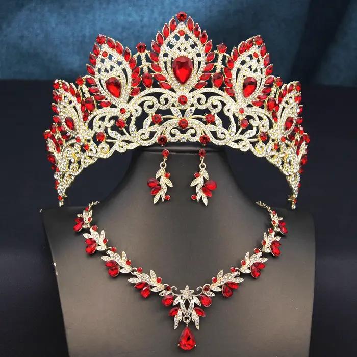 Parures de bijoux de mariée de luxe pour femmes : collier