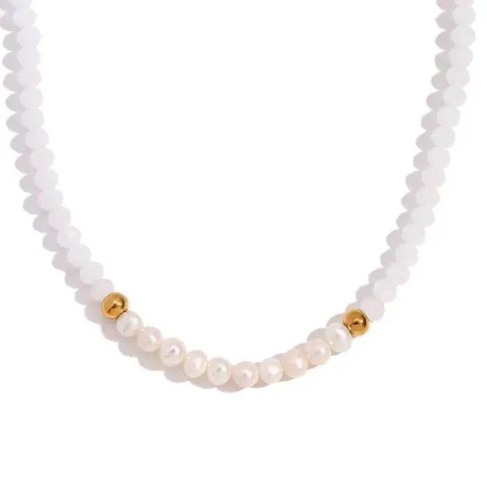 E.B.belle-Collier fait main en cristal taillé de perles d'eau douce, série de documents légers, acce
