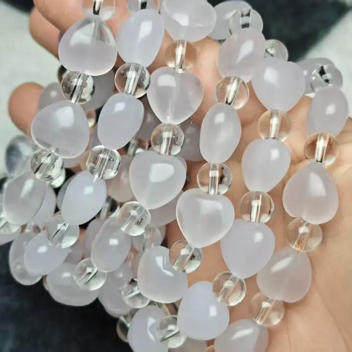 Bracelet en forme de cœur en fluorite violette naturelle A+ perles bijoux romantiques pour femmes occasions spéciales