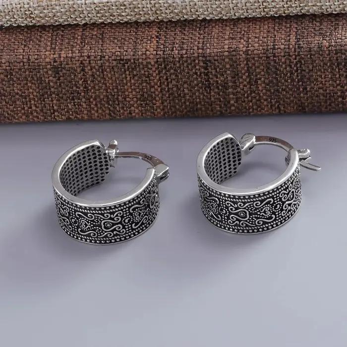 Sam Panda – boucles d'oreilles en argent Sterling 925 pour femmes, tendance, Simple, rétro, fleur, bijoux, prévention des allergies, accessoires de fête