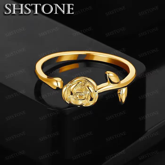 Bague en or 18 carats en forme de fleur de rose réglable pour femmes occasions spéciales mariage fiançailles cérémonies