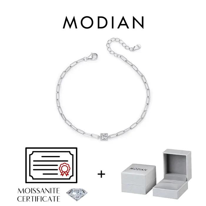 MODIAN-Bracelet Moissanite en Argent Sterling 0.3 et Diamant de Laboratoire 925 Carat, Bijou Fin Élé