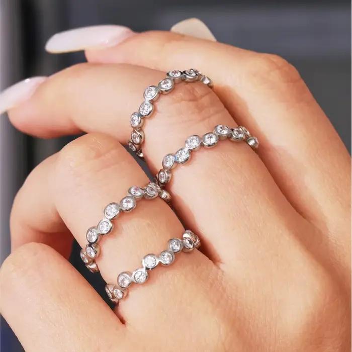 Bagues bohémiennes réglables en acier inoxydable plaqué or 18 carats incrustées de zircon multicolore pour femmes occasions spéciales